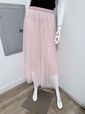 BRAND NEW Pink Embellished Tulle Midi/Maxi Skirt